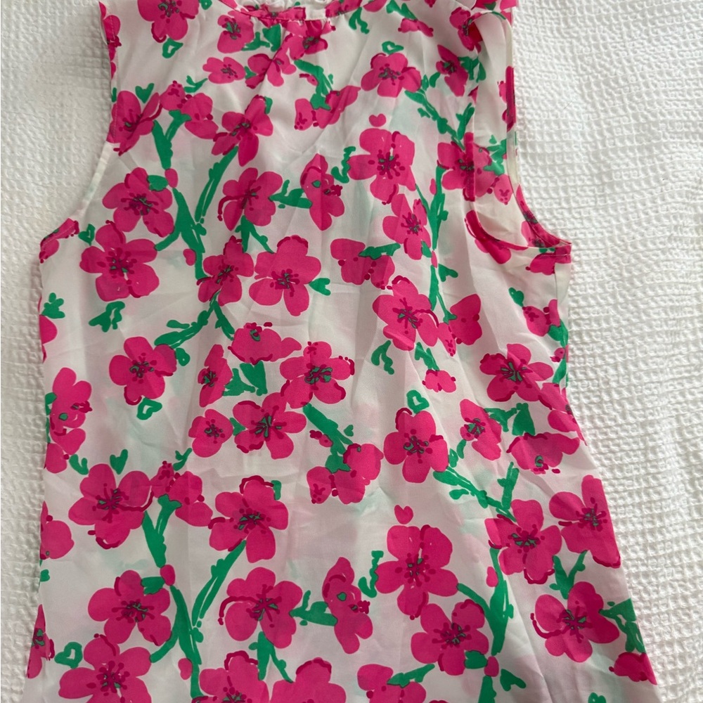 Lilly Pulitzer Pink & Green Floral Ruffle Blouse - Picture 3 of 3